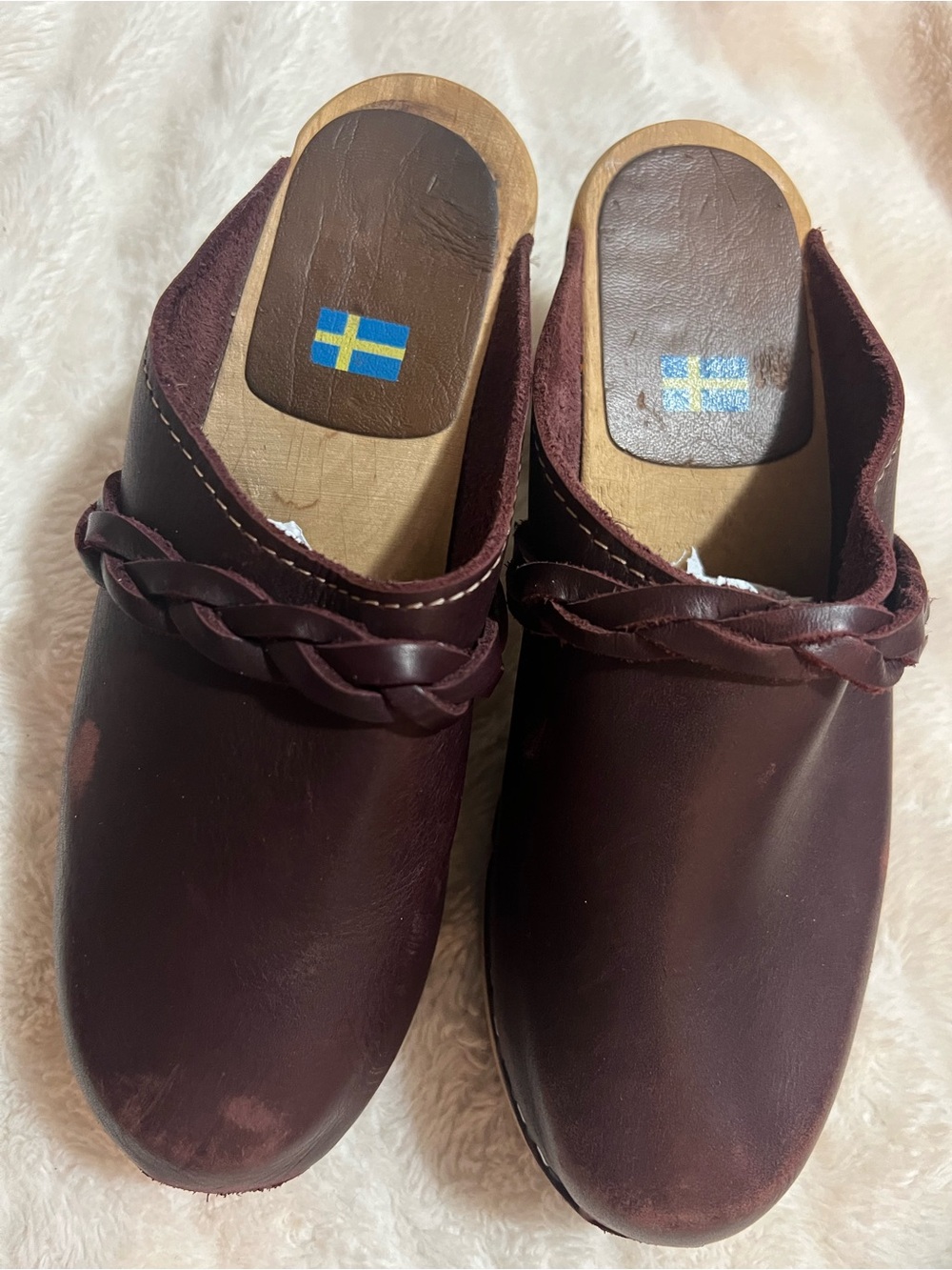 MIA Braided Leather Clogs in Deep Bordeaux